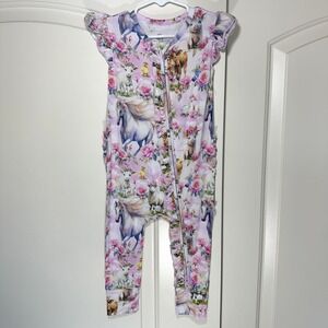 Bums and Roses Hay Girl Flutter Sleeve Romper 2T Farm Animal Bamboo Pastel